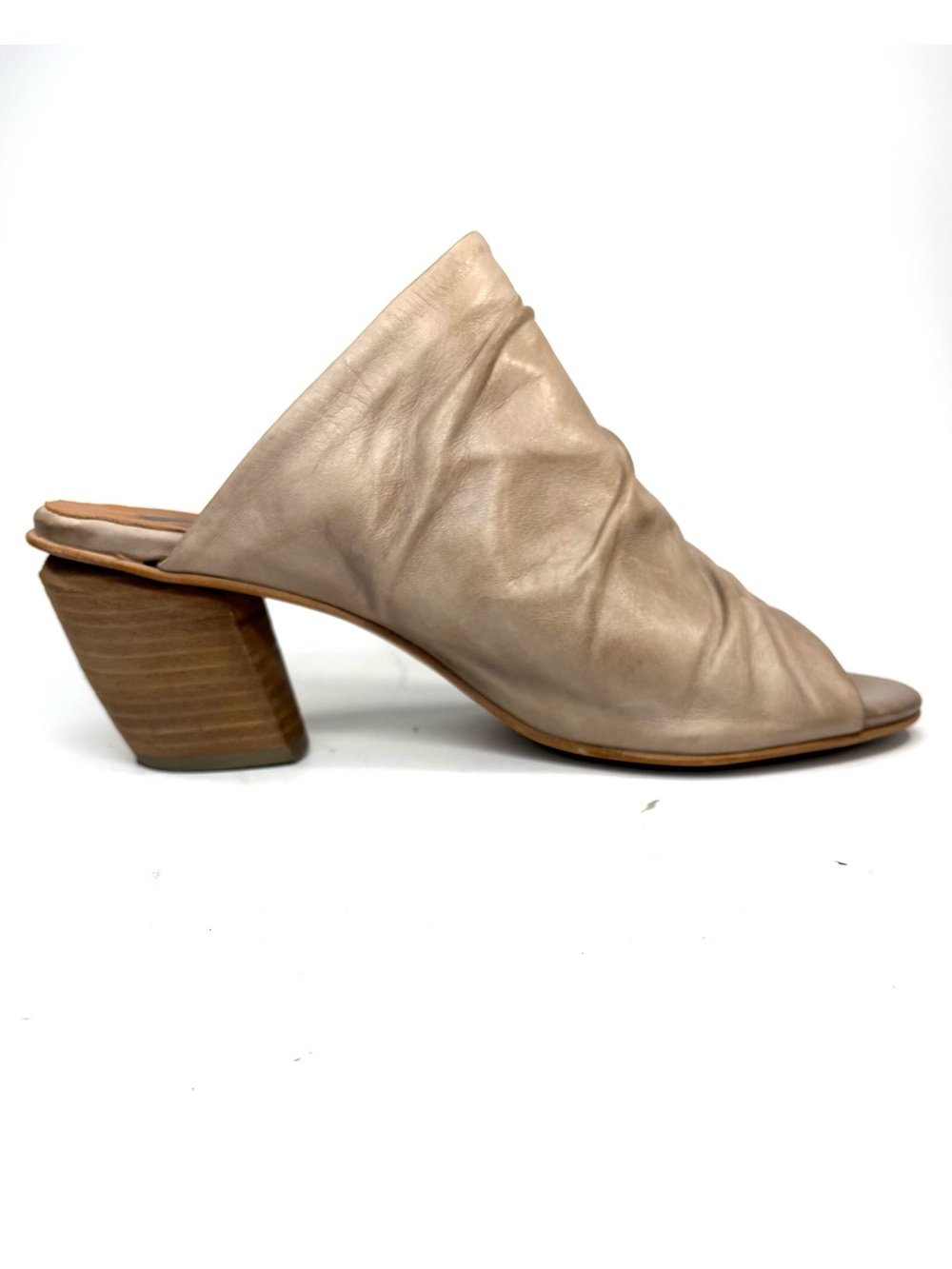 Miz Mooz Taupe Leather Heeled Slides | 41